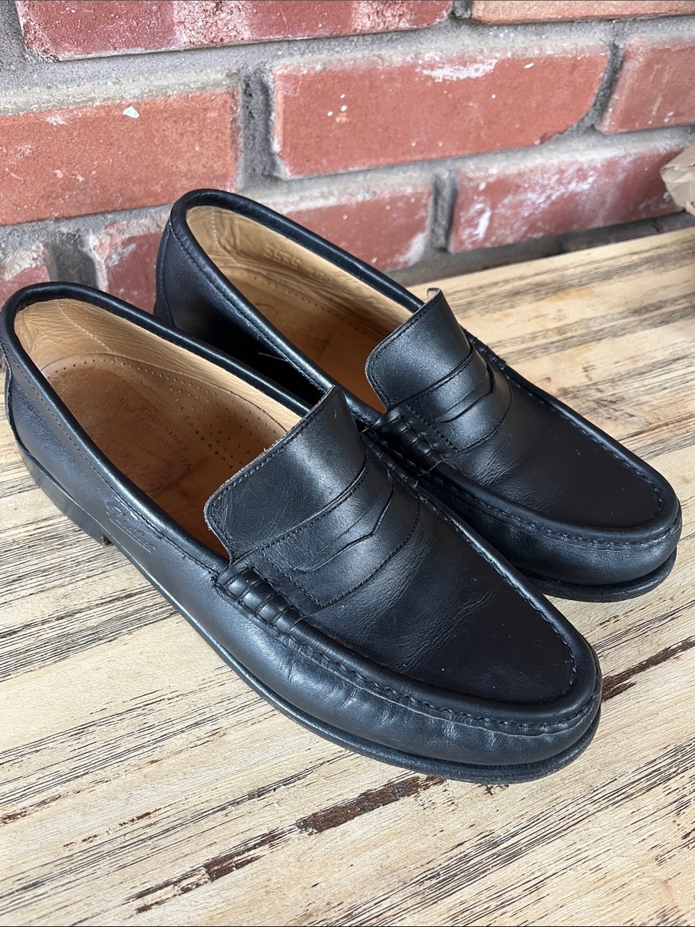 Paraboot French Fashion Classic Black Leather Penny Loafers for Men Size 6